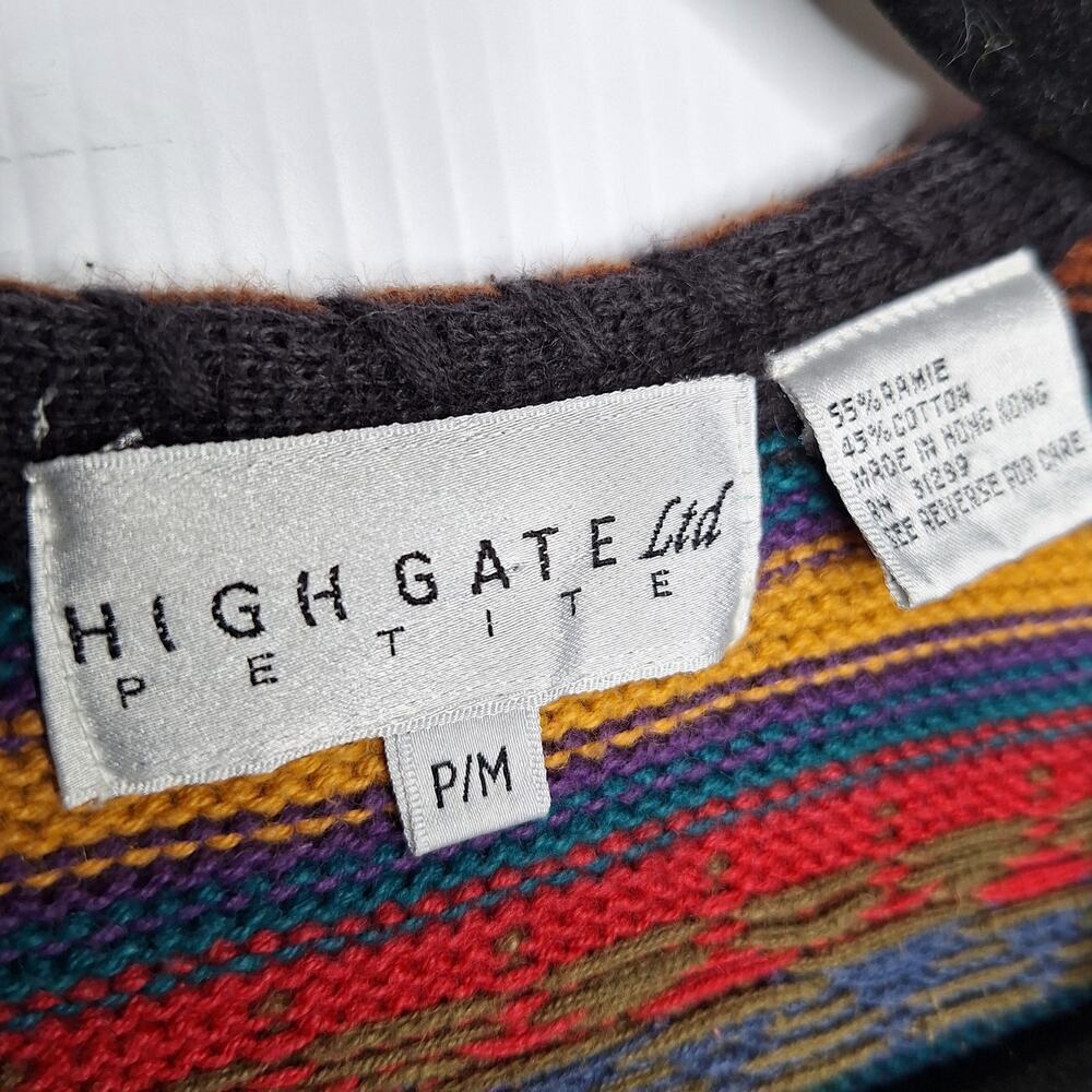 Vintage 90s Sweater Vest High Gate Southwestern Eclectic Grandpa PM Ramie Cotton - Picture 3 of 9